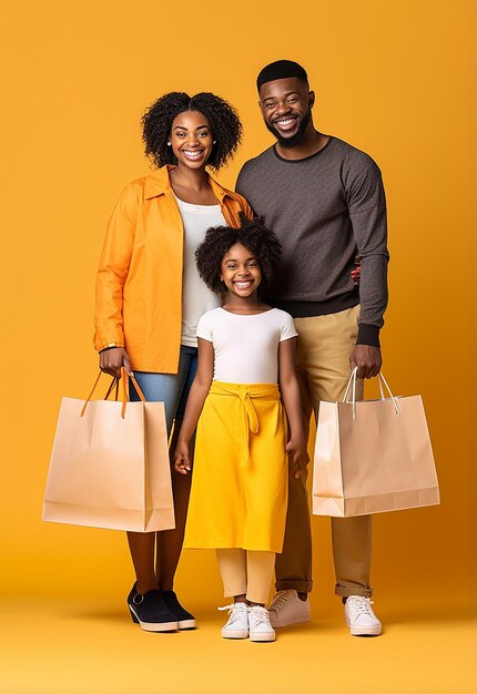 Photo of happy beautiful family shopping together