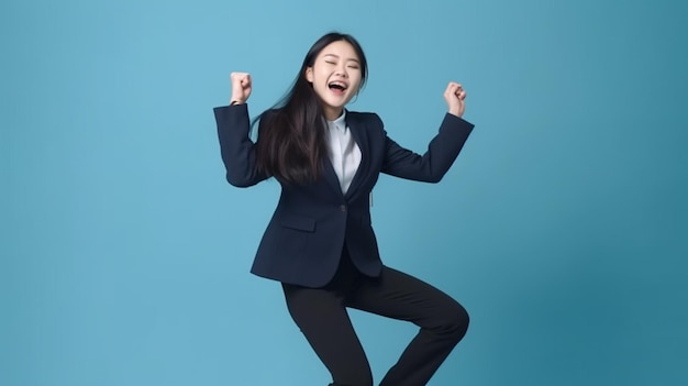 Photo of the happy cheerful Asian businesswoman