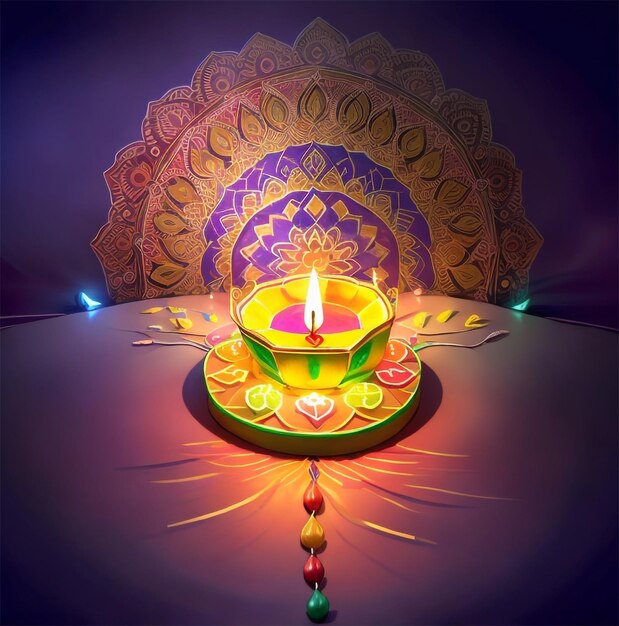 Foto foto felice candela di diwali