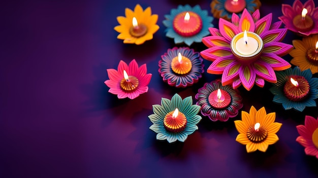 Photo of happy diwali clay diya lamps diwali hindu festival with lights celebration