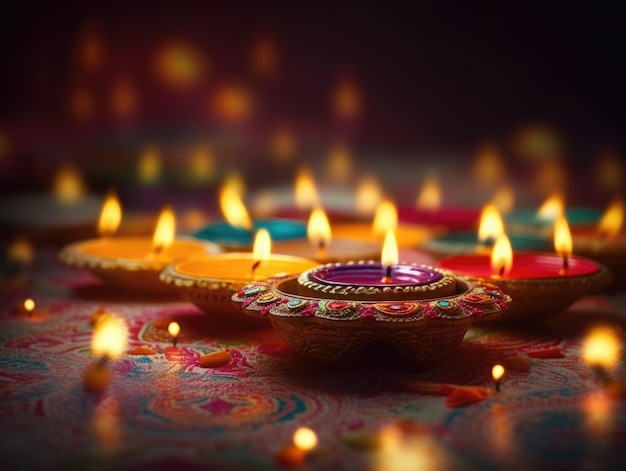 Photo happy diwali indian festival background with candles diwali day happy diwali day