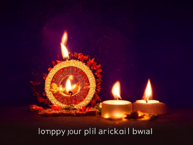 Photo happy diwali indian festival background with candles diwali day happy diwali day