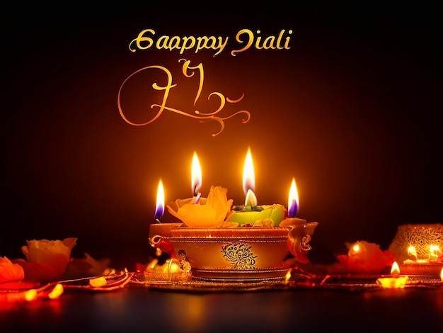 Photo happy diwali indian festival background with candles diwali day happy diwali day