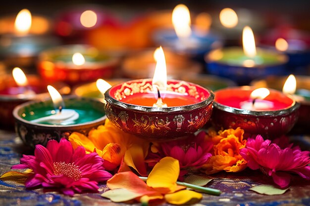 Photo happy diwali indian festival background with candles diwali day happy diwali day