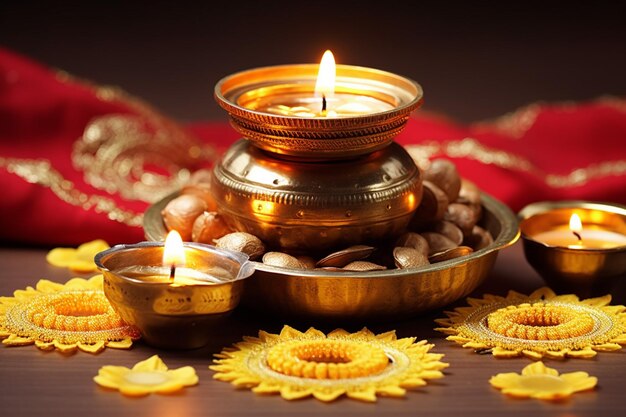 Photo happy diwali indian festival background with candles diwali day happy diwali day