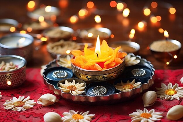 Photo happy diwali indian festival background with candles diwali day happy diwali day