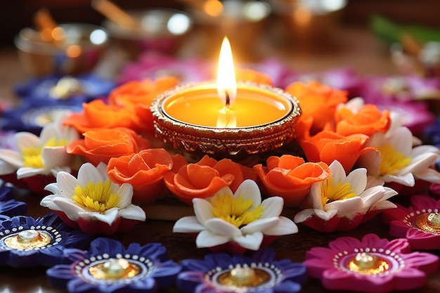 Photo happy diwali indian festival background with candles diwali day happy diwali day