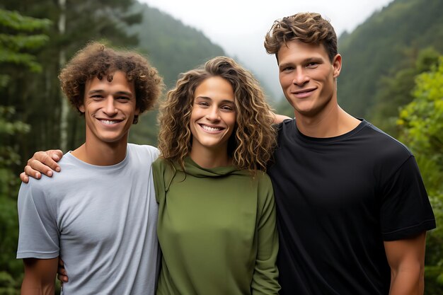 Photo of a Happy Family Posing Outdoor And Copy Space