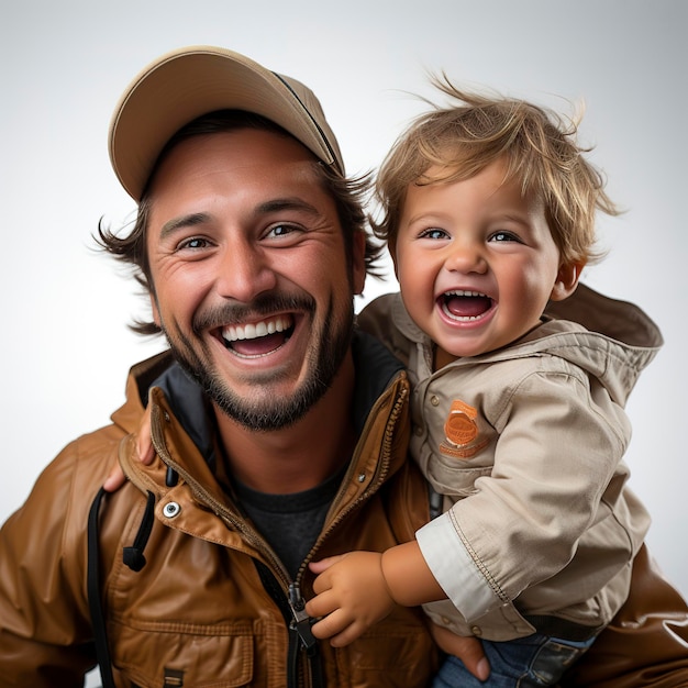 父の日を祝う幸せな父親と子供たちの写真