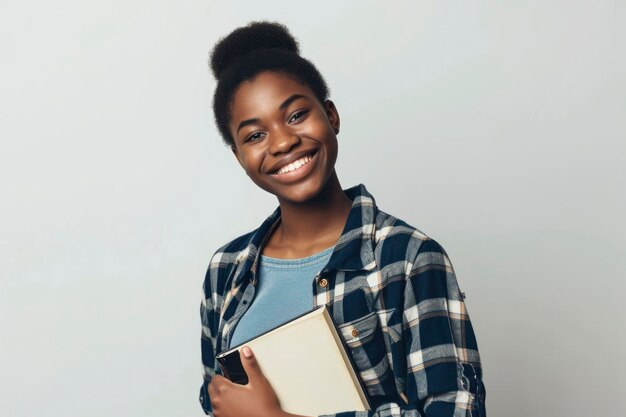 Photo photo of a happy female student