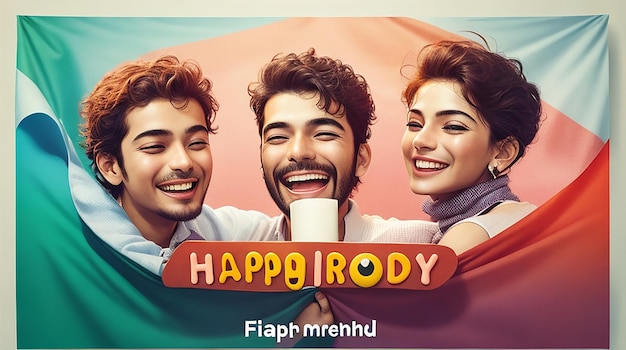 Photo happy friendship day banner or international friendship day 30 july