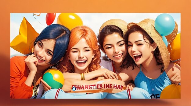 Photo happy friendship day banner or international friendship day 30 july