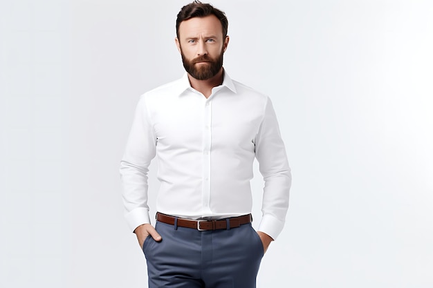 Photo of a Happy Man on White Studio Background