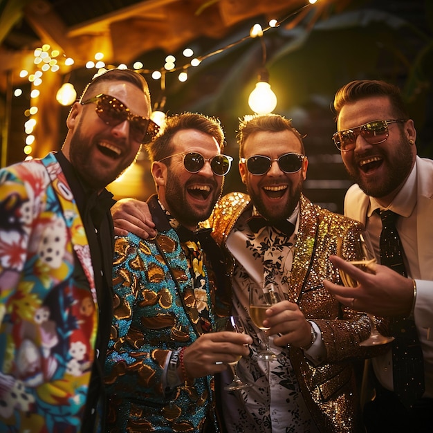 Фото счастливых мужчин на холостяцкой вечеринке