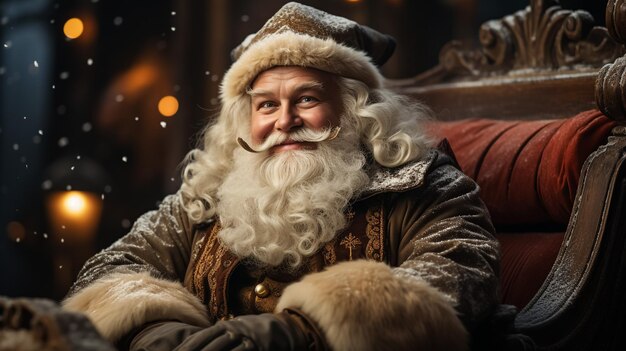 Photo of happy Santa Claus looking at camera