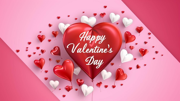 Photo of Happy Valentines Day Card With Hearts Happy Valentines Day Wallpaper AI Generated
