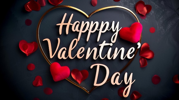 Photo of Happy Valentines Day Card With Hearts Happy Valentines Day Wallpaper AI Generated