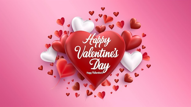 Photo of Happy Valentines Day Card With Hearts Happy Valentines Day Wallpaper AI Generated