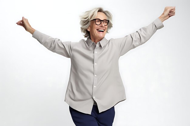 Photo photo of a happy woman on white studio background