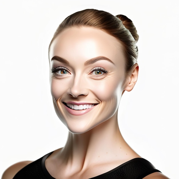 Photo of happy young woman with perfect skin Generative AI