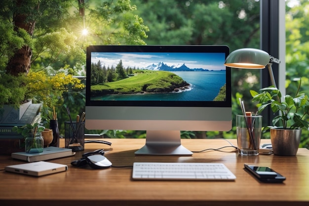 Photo of Harmony of Technology and Nature office desk