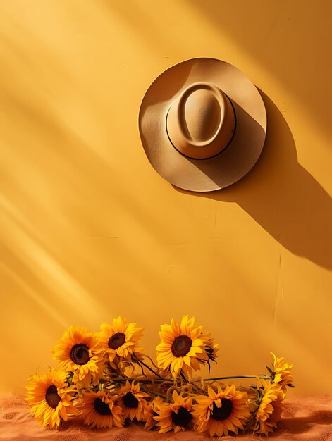 Photo of hat shadow as silhouette cast on wall wide brimmed and flopp art concept scene calm peace