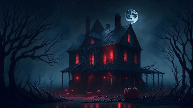 Photo a haunted house Halloween wallpaper