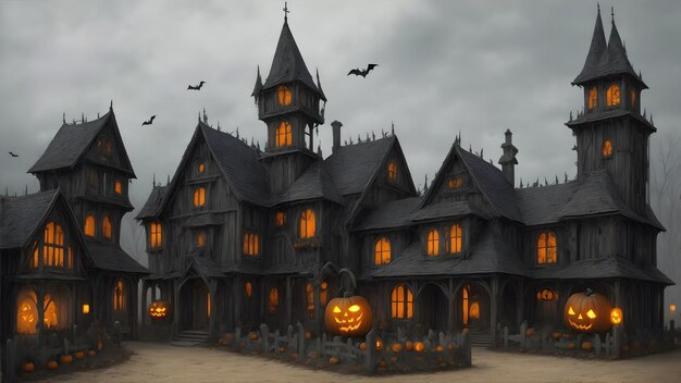 Photo a haunted house Halloween wallpaper