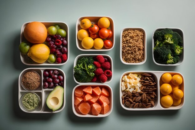 Photo photo of healthy food taken from an overhead shot