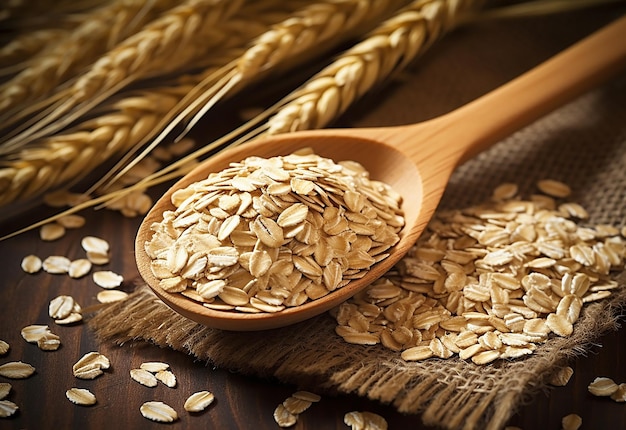 Photo photo of healthy oatmeal and oats grains barley grain