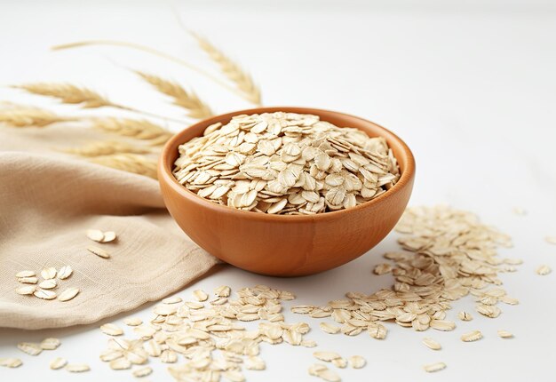 Photo of healthy oatmeal and oats grains barley grain