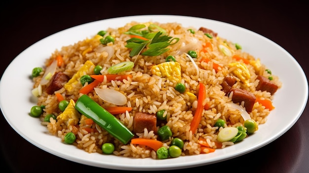 Photo of healthy and tasty vegetable rice and fried rice plates on the table