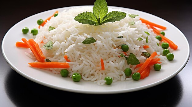 Photo of healthy and tasty vegetable rice and fried rice plates on the table