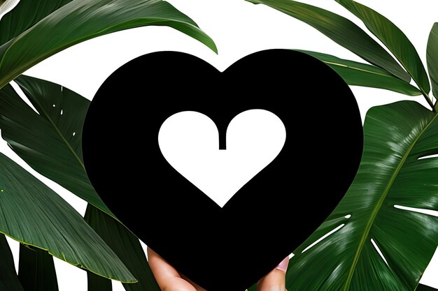 Photo heart on a background of plants heart shaped hands