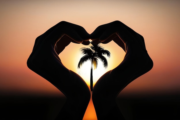 Photo heart on a background of plants heart shaped hands