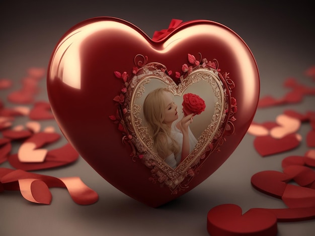 Photo heart concept love valentine's day february 14th rendering realistic