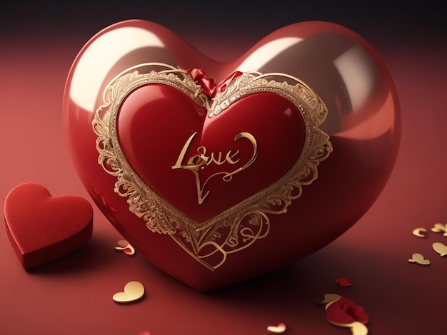 Photo heart concept love valentine's day february 14th rendering realistic