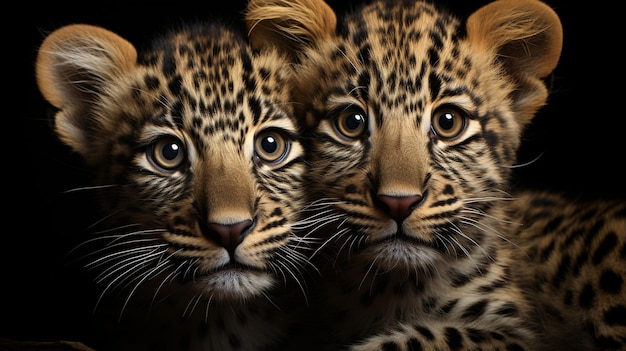 Photo photo of heartmelting two african leopards with an emphasis on expression of love