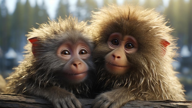 photo of heartmelting two Baboons with an emphasis on expression of love