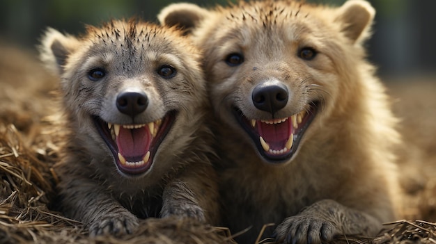 photo of heartmelting two Hyenas with an emphasis on expression of love