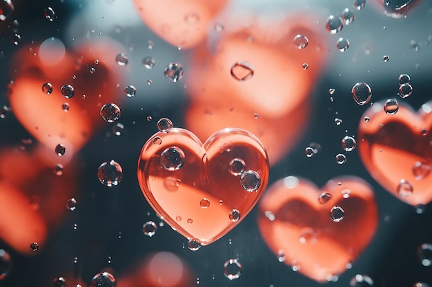 Photo photo of heartshaped bubbles floating in the air
