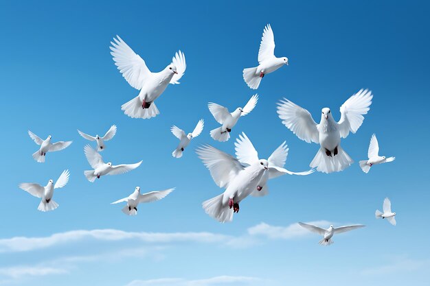 Photo photo of heartshaped doves flying in the sky