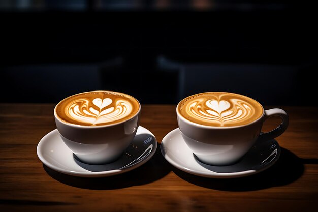 Photo of Heartshaped Latte Art in Coffee Cups