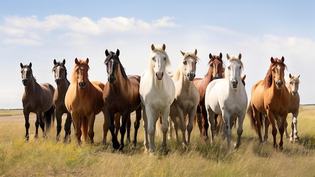 牧場で馬の群れの写真