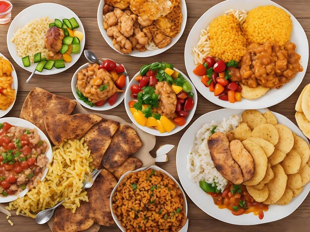 Photo high angle assortment with delicious brazilian food