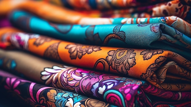 Photo photo high angle closeup shot of colorful textilesp