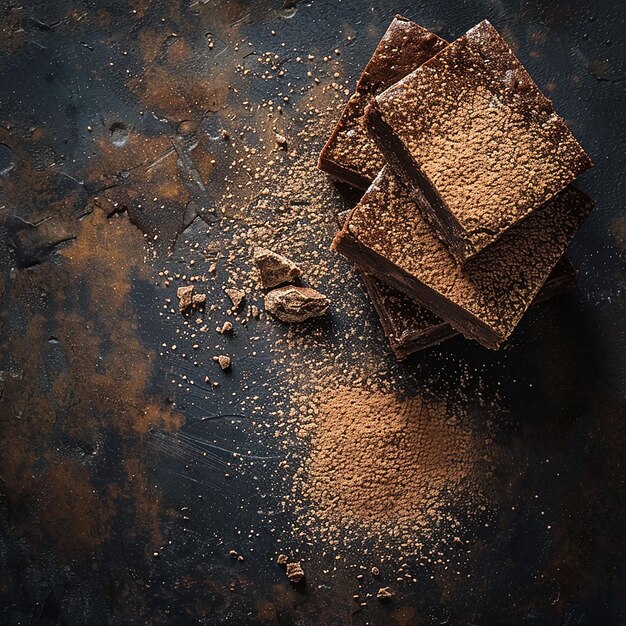 Foto foto ad alto angolo arrangiamento di deliziosi brownies