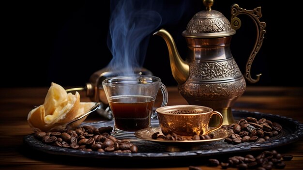 高品質の詳細の写真 香り豊かなアラビアン コーヒー