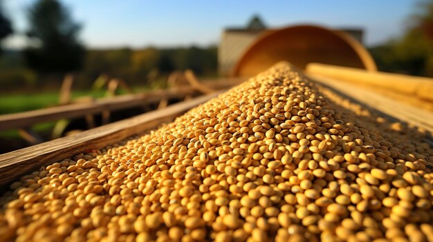 A photo high quality details Harvested soybeans ready for processing