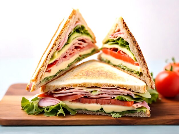 Photo High Resolution Tasty Sandwich On A Table AI GENERATED